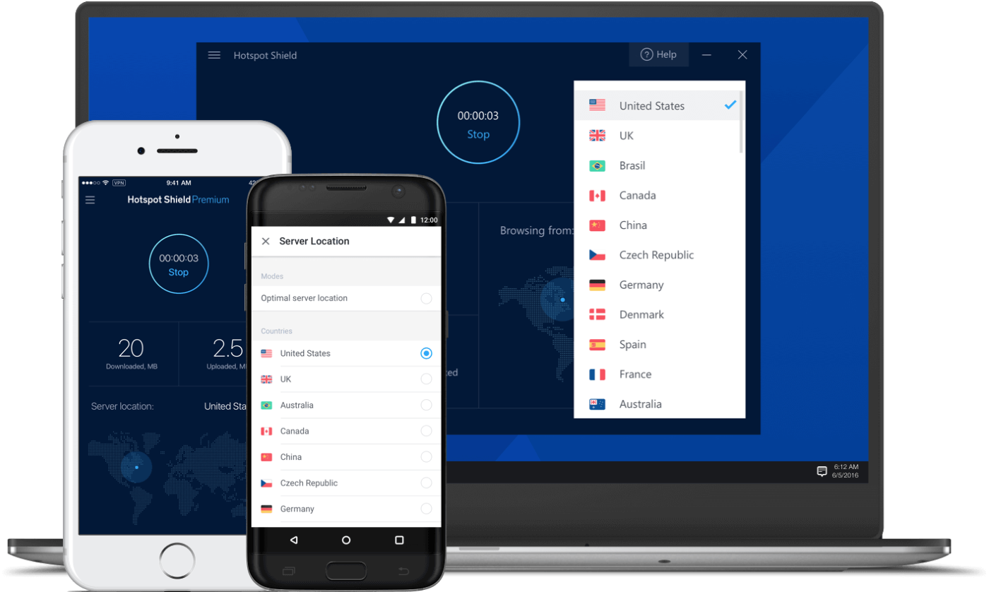 Mobile and desktop view of Hotspot Shield Free VPN.