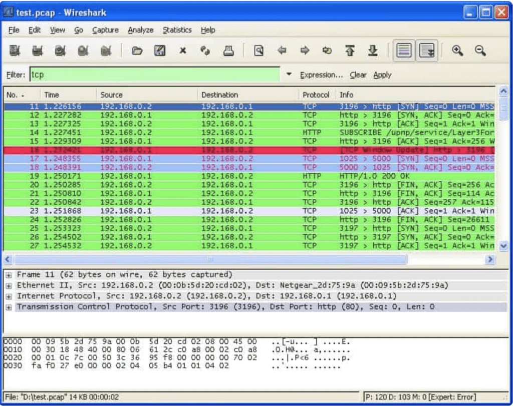 screenshot of wireshark hacking tool