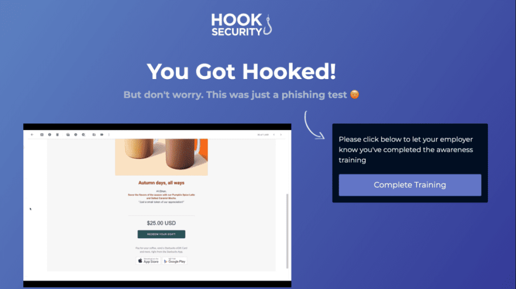 screenshot of Hook Security training